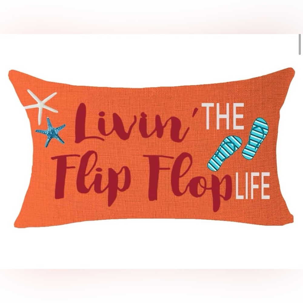 Orange Livin’ The Flip Flop Life Indoor/Outdoor Pillow Sham - 12”x20”